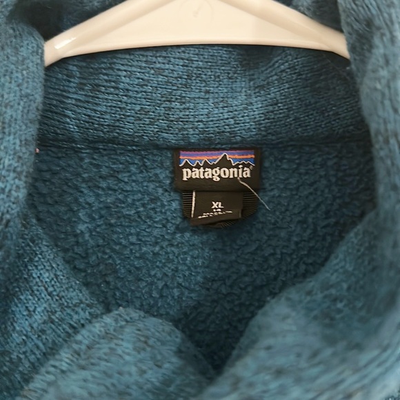 Patagonia Blue Teal Long Sleeve Collar Fleece Jacket Coat girls size XL 14 - Picture 6 of 8